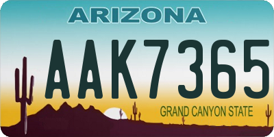 AZ license plate AAK7365