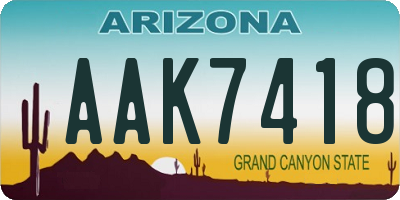 AZ license plate AAK7418