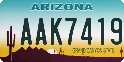 AZ license plate AAK7419
