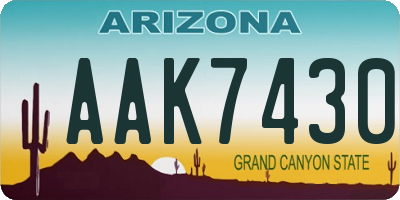 AZ license plate AAK7430