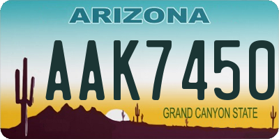 AZ license plate AAK7450