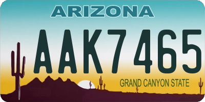 AZ license plate AAK7465