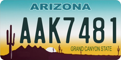 AZ license plate AAK7481