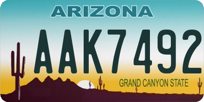 AZ license plate AAK7492