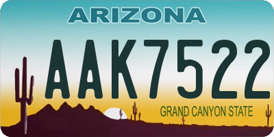 AZ license plate AAK7522