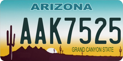 AZ license plate AAK7525