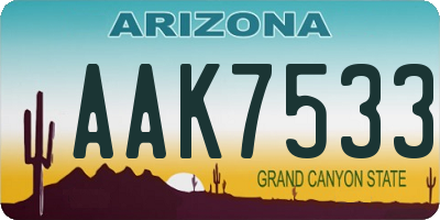 AZ license plate AAK7533