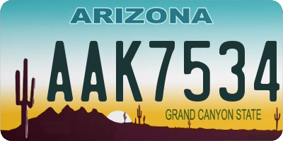 AZ license plate AAK7534