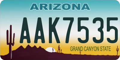 AZ license plate AAK7535