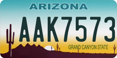 AZ license plate AAK7573