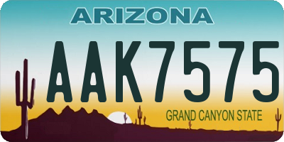 AZ license plate AAK7575