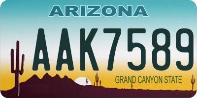AZ license plate AAK7589