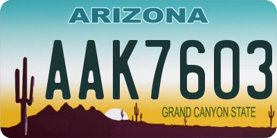 AZ license plate AAK7603