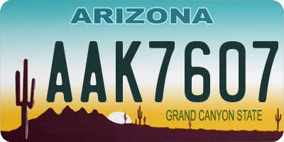 AZ license plate AAK7607