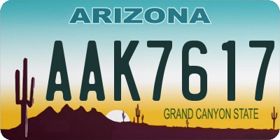 AZ license plate AAK7617