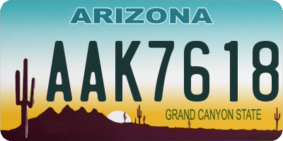 AZ license plate AAK7618