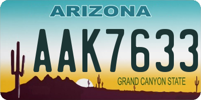 AZ license plate AAK7633