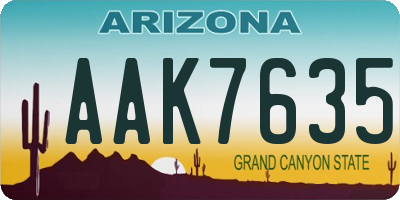 AZ license plate AAK7635