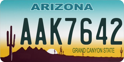 AZ license plate AAK7642