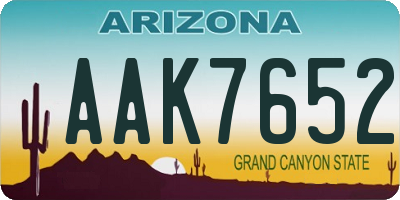 AZ license plate AAK7652