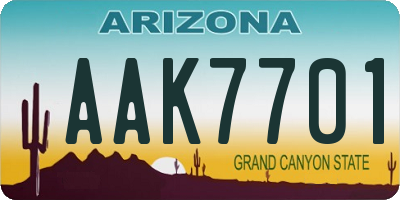 AZ license plate AAK7701