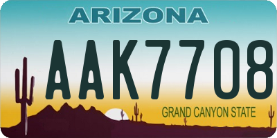 AZ license plate AAK7708