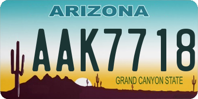 AZ license plate AAK7718