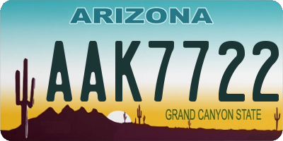 AZ license plate AAK7722