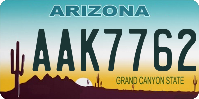 AZ license plate AAK7762