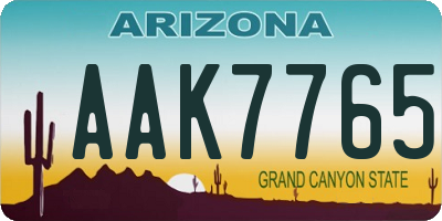 AZ license plate AAK7765