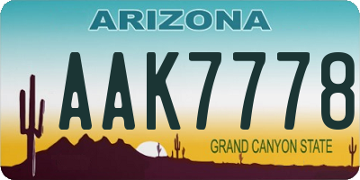 AZ license plate AAK7778