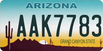 AZ license plate AAK7783