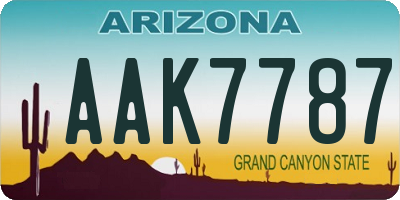 AZ license plate AAK7787