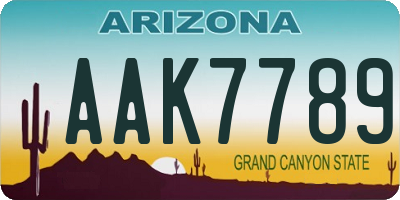 AZ license plate AAK7789