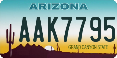 AZ license plate AAK7795