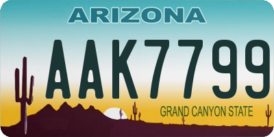 AZ license plate AAK7799