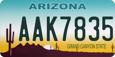 AZ license plate AAK7835