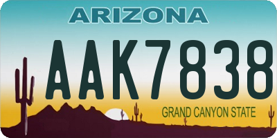 AZ license plate AAK7838