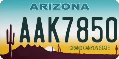 AZ license plate AAK7850