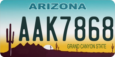 AZ license plate AAK7868