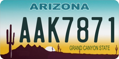 AZ license plate AAK7871