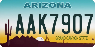 AZ license plate AAK7907