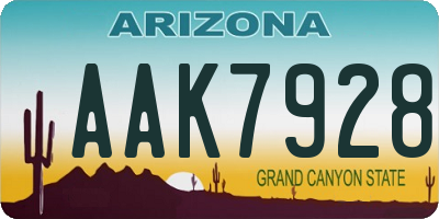AZ license plate AAK7928