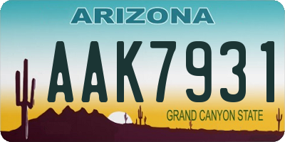 AZ license plate AAK7931