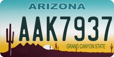 AZ license plate AAK7937