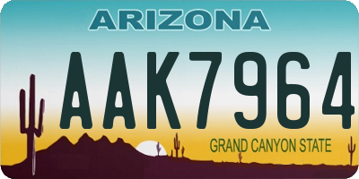 AZ license plate AAK7964