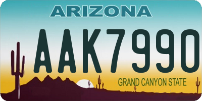 AZ license plate AAK7990