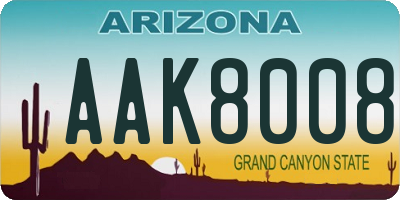 AZ license plate AAK8008