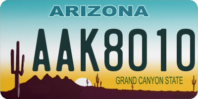 AZ license plate AAK8010