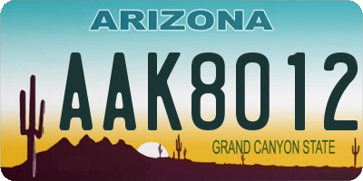 AZ license plate AAK8012